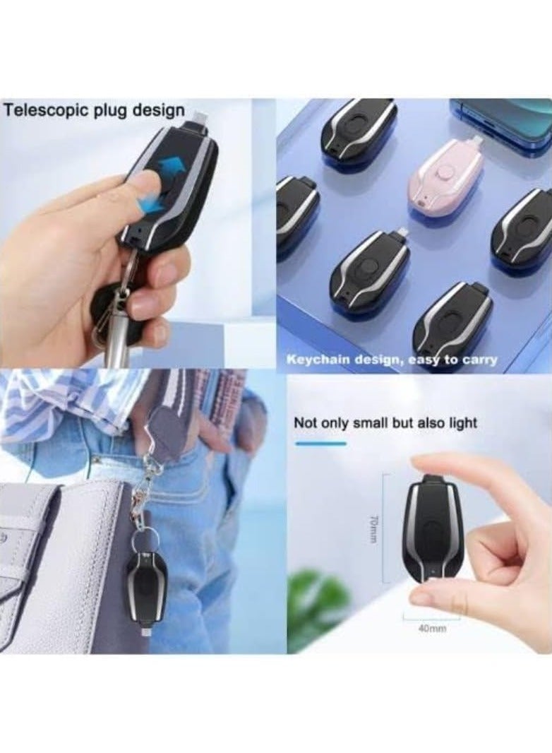 Raxoom Portable Mini Keychain Power Banks, Charge Emergency 1500mah Emergency Pod, Charger for Android Phones, Ultra-Compact External Fast Charging, Key Ring Cell Phone Charger-Type C  - Image 3