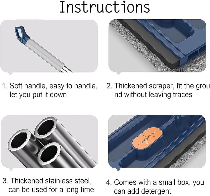 كلاراكو ممسحة مسطحة كبيرة، طراز 2024 الجديد، ممسحة مسطحة كبيرة بتصميم جديد ومتطور للاستخدام الجاف والرطب، 54 بوصة، ممسحة مسطحة كبيرة وردية اللون مع وسادات من الألياف الدقيقة (زرقاء مع 4 وسادات ممسحة ودلو) - Image 5