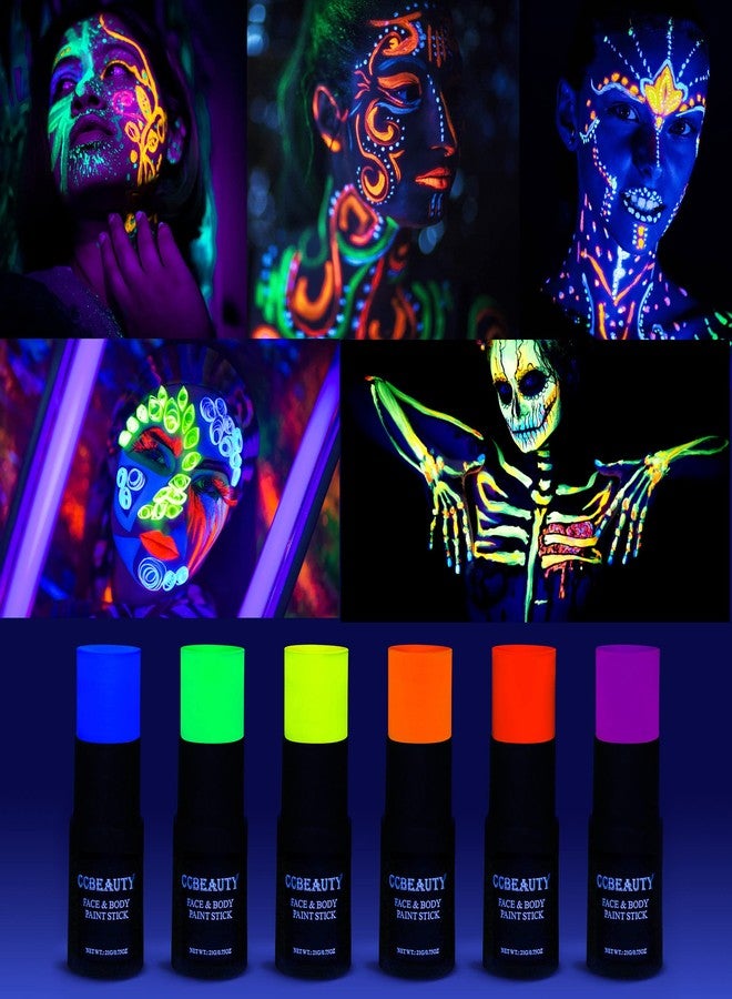 CCBeauty Neon Pink Face Body Paint Stick Oil, Hot Pink Eye Black, Face Painting Kit Glow in the Black Lights Clown Makeup, Halloween Hypoallergenic Foundation for Cosplay Costume Parites - Image 5
