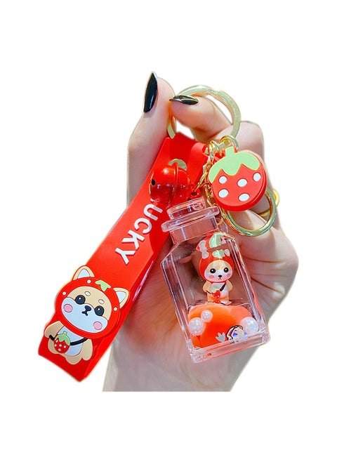 Cute Keychain, Creative Kawaii Shiba Inu Liquid Floating Keychain, Acrylic Shiba Inu Decoration Car Key Ring Bag Pendant Key Holder Strap