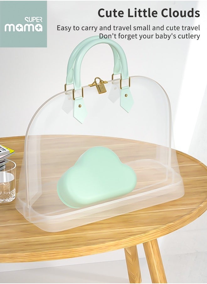 2 PCS Baby Food Containers, Baby Feeding Bowl with Suction Base, Toddler Feeding and Lid, Silicon Bowl for Kids Self Feeding, Includes Versatile Baby Food Scissors