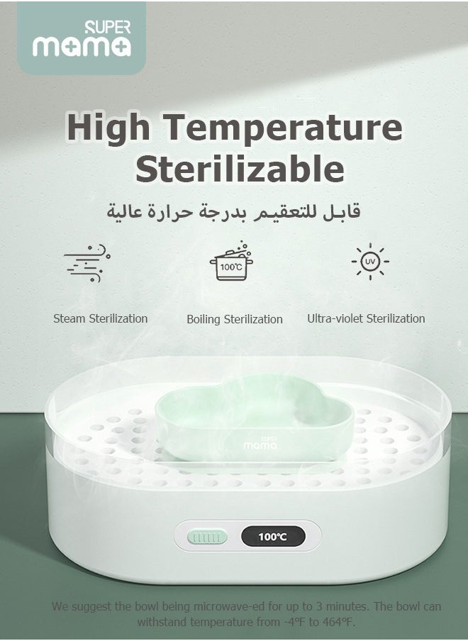 2 PCS Baby Food Containers, Baby Feeding Bowl with Suction Base, Toddler Feeding and Lid, Silicon Bowl for Kids Self Feeding, Includes Versatile Baby Food Scissors