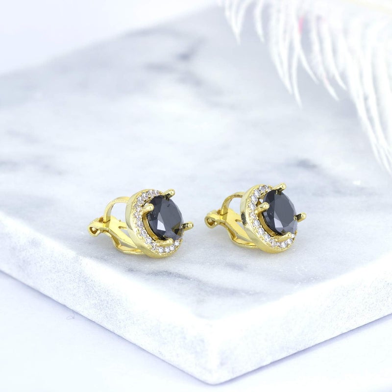 YOQUCOL 8MM Cubic Zirconia Crystal Clip On Stud Earrings Round Non Pierced Earrings for Women - Image 4