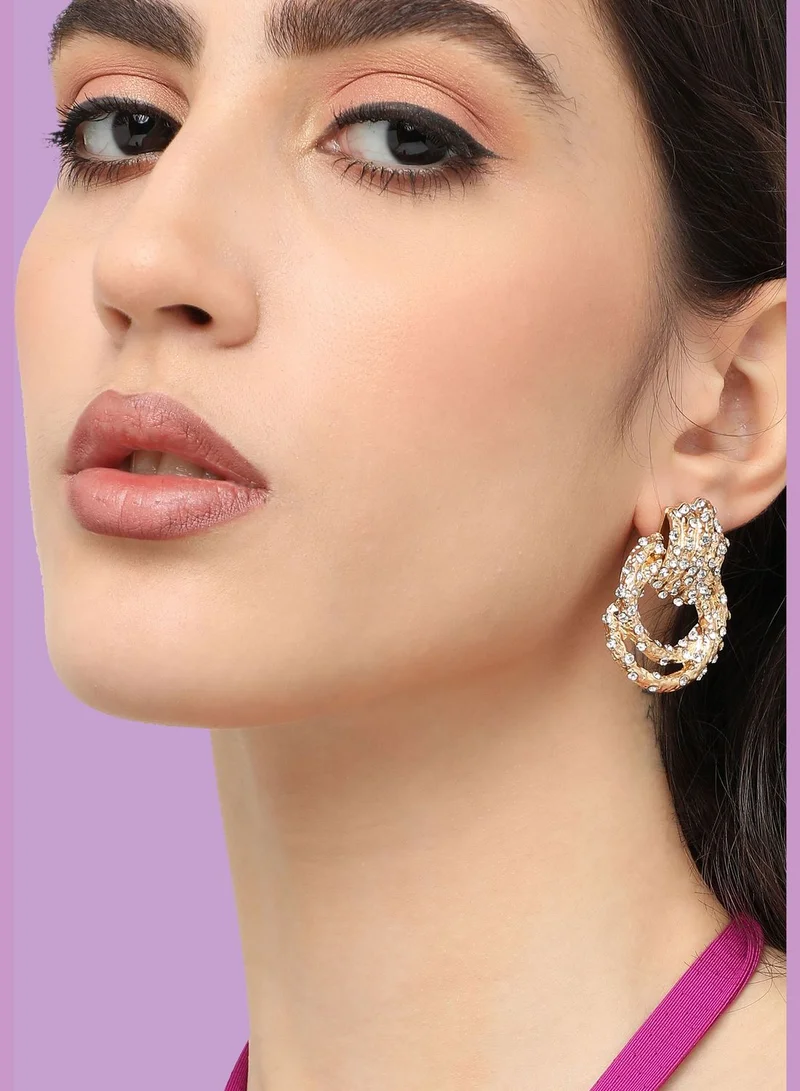 SOHI Gold Plated Designer Stone Party Drop Earring For Women
