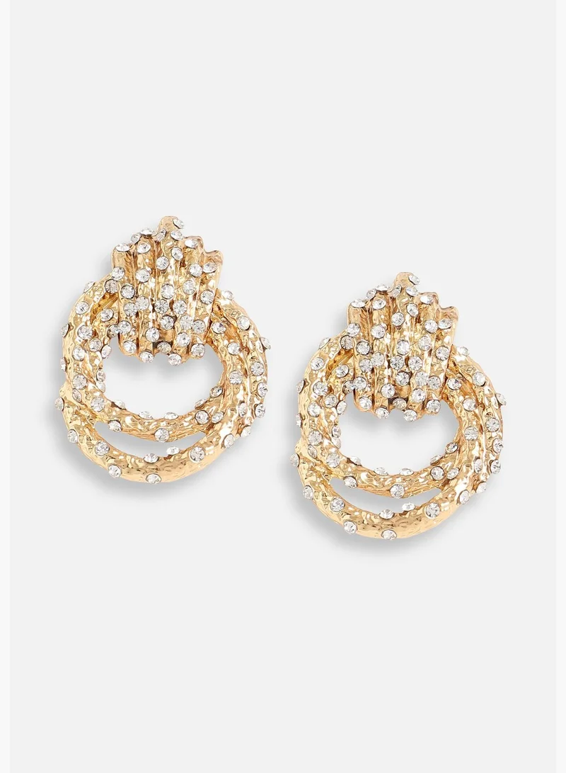 SOHI Gold Plated Designer Stone Party Drop Earring For Women