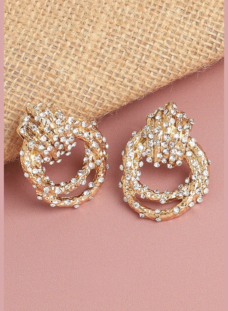 SOHI Gold Plated Designer Stone Party Drop Earring For Women