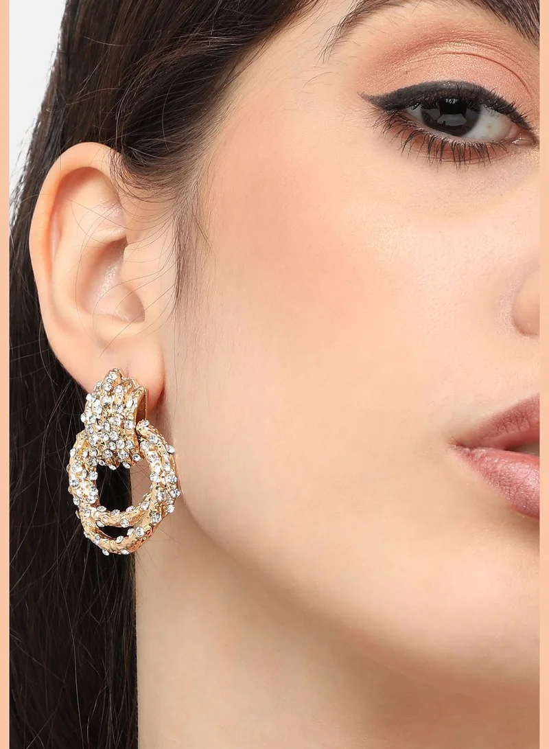 SOHI Gold Plated Designer Stone Party Drop Earring For Women