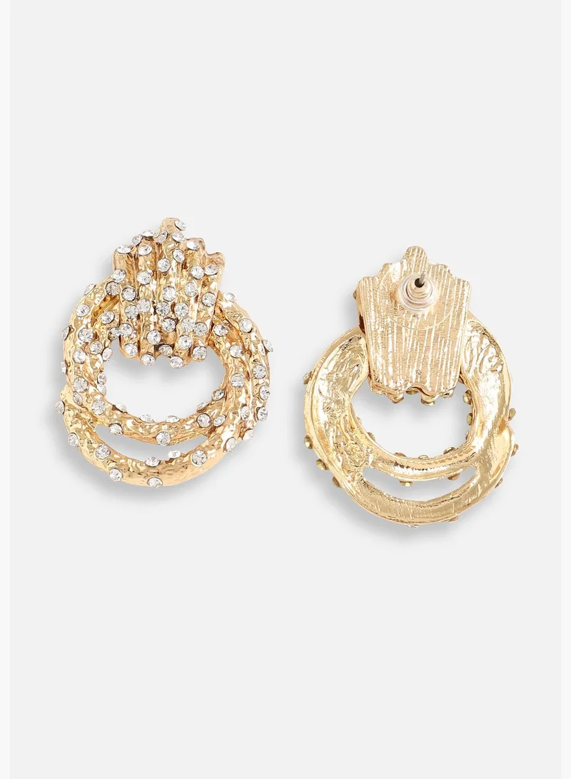 SOHI Gold Plated Designer Stone Party Drop Earring For Women