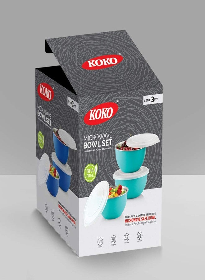 Koko Microwave Bowl with Lid Set of 3 Pcs. (Green) - Image 3