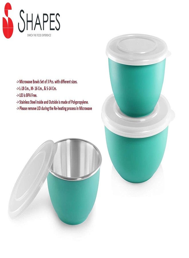 Koko Microwave Bowl with Lid Set of 3 Pcs. (Green) - Image 4