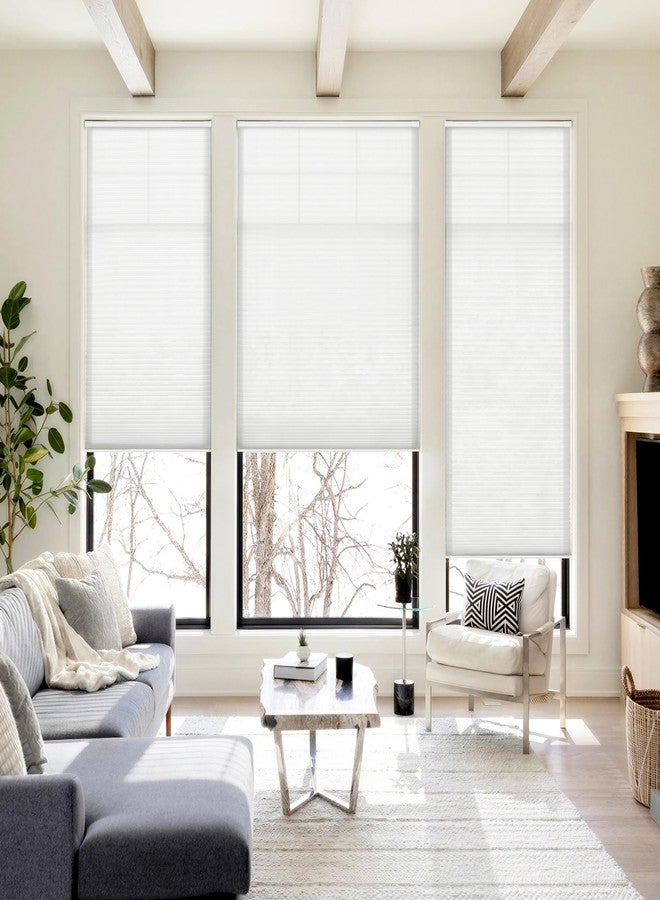 LazBlinds ستائر لازبلايندز الخلوية، سهلة التركيب بدون خيوط أو أدوات أو حفر، تُصفّي الضوء، ستائر نوافذ مطوية على شكل خلية نحل، 74 × 91 سم (عرض × طول)، أبيض - Image 5