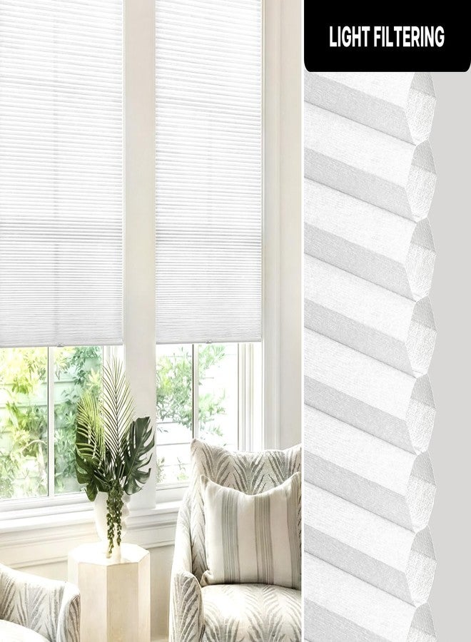 LazBlinds ستائر لازبلايندز الخلوية، سهلة التركيب بدون خيوط أو أدوات أو حفر، تُصفّي الضوء، ستائر نوافذ مطوية على شكل خلية نحل، 74 × 91 سم (عرض × طول)، أبيض - Image 4
