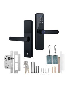 KASTWAVE Tuya Fingerprint Lock Indoor Electronic Lock Smart Fingerprint Password Card Mechanical Key Touchscreen Keypad Door Lock for Home Hotel Office Door  - Image 1