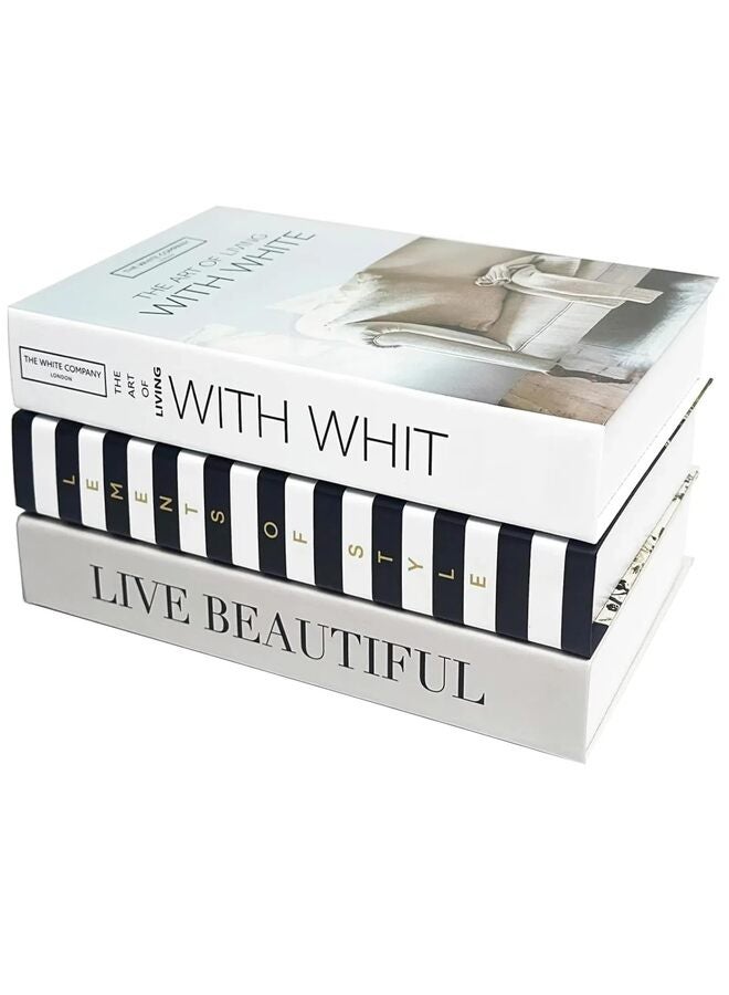 يُسلِّم مجموعة كتب ديكورية من ، 3 قطع، مجموعة كتب ديكورية عصرية، غلاف مقوى، ديكور منزلي، عرض أكوام كتب ديكورية لغرفة المعيشة على الرفوف - Image 1