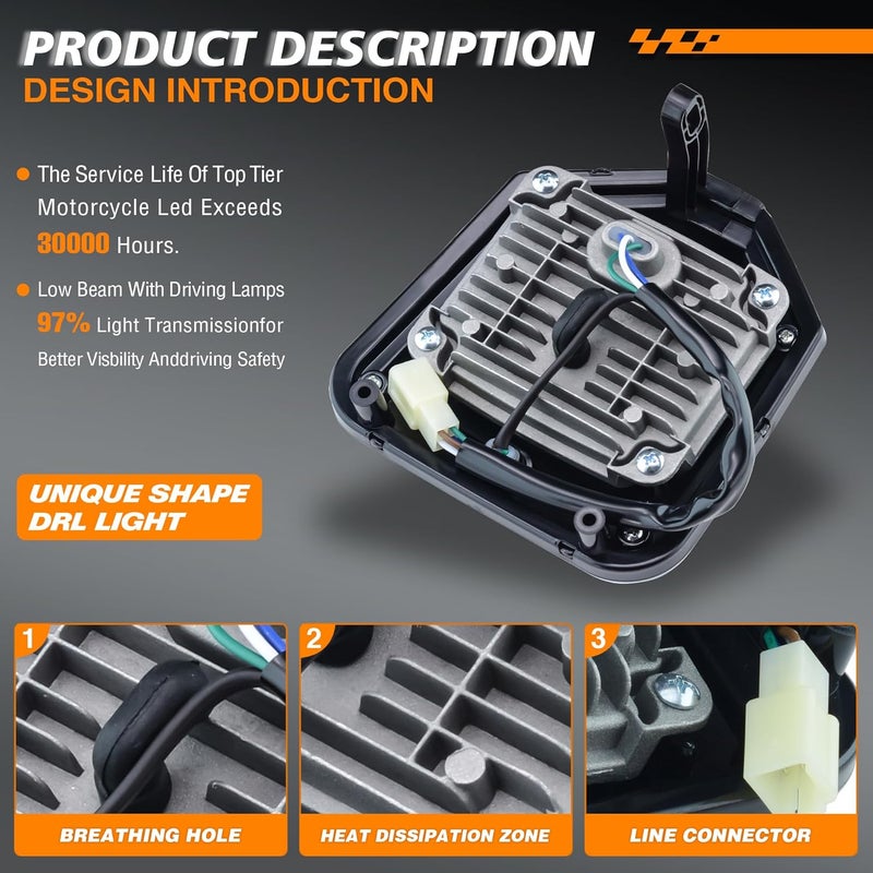 MCHMFG Dirt Bike LED Headlight Kit for ATV and Motorcycle - Red Sticker - Image 4