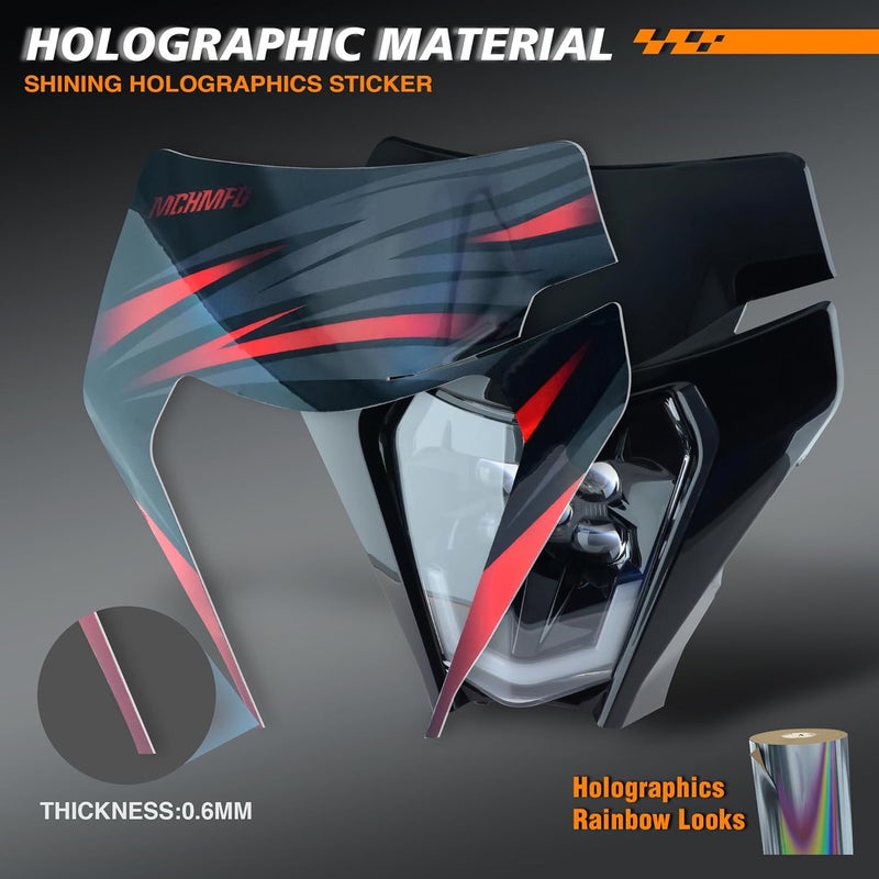 MCHMFG Dirt Bike LED Headlight Kit for ATV and Motorcycle - Red Sticker - Image 5