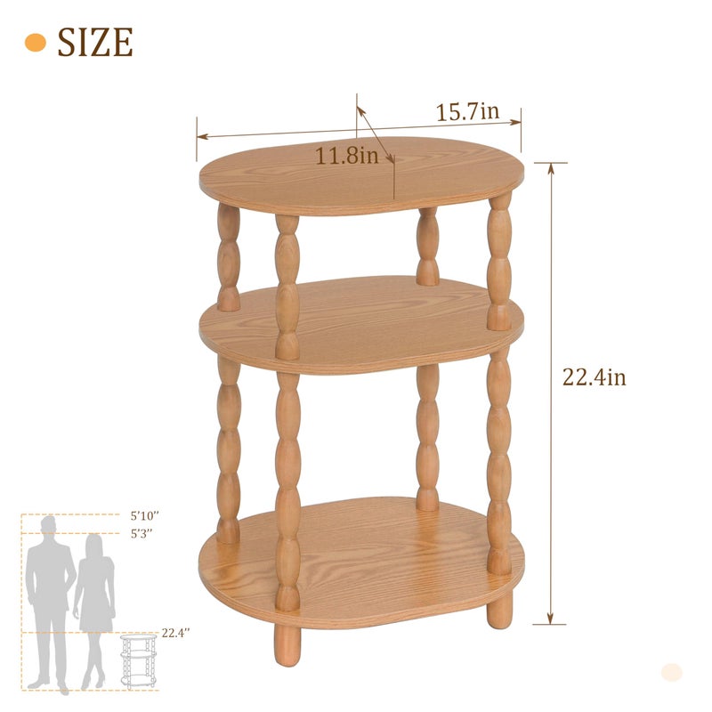 MaxSmeo End Table, Small Side Table for Small Spaces, Modern Oval Night Stand Accent Table for Living Room, Bedroom, Brown - Image 3
