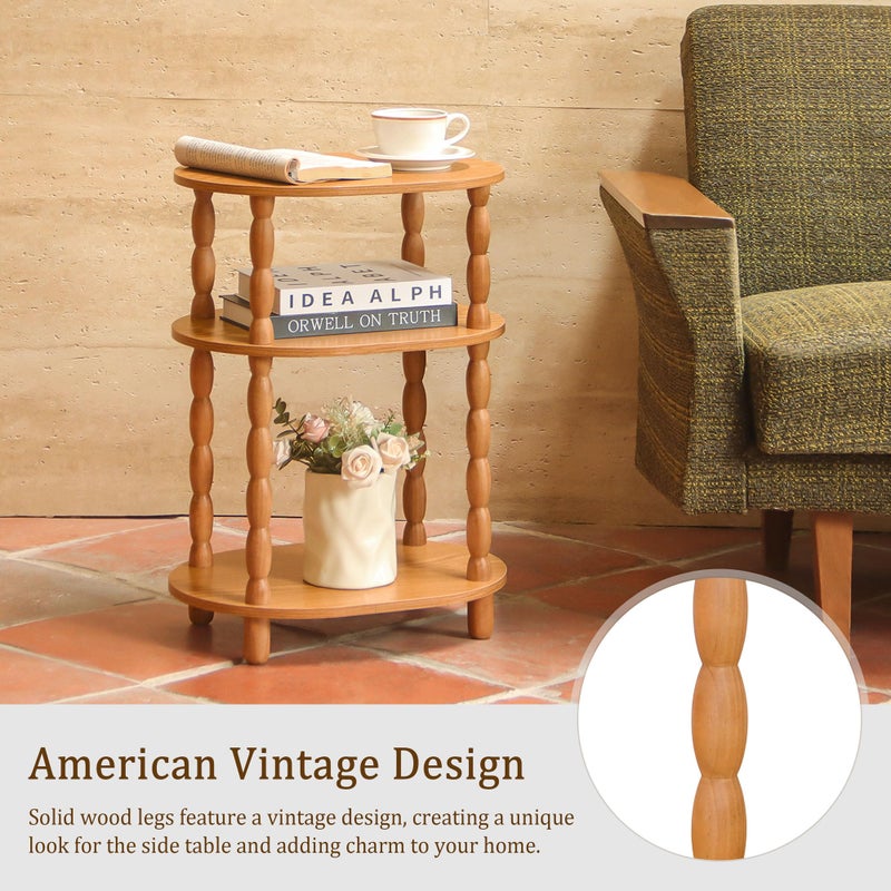 MaxSmeo End Table, Small Side Table for Small Spaces, Modern Oval Night Stand Accent Table for Living Room, Bedroom, Brown - Image 4
