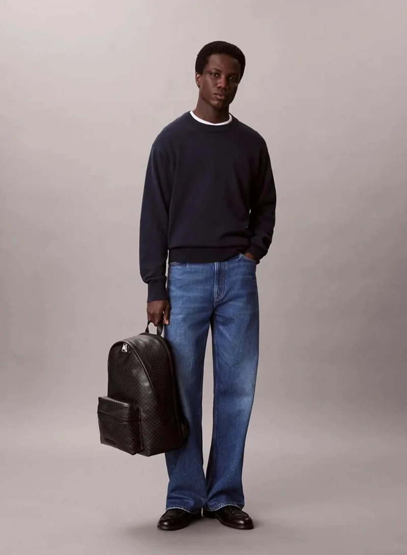 Calvin Klein Black AOP Coated Canvas Emblem Logo Backpack for Men | Best Price UAE