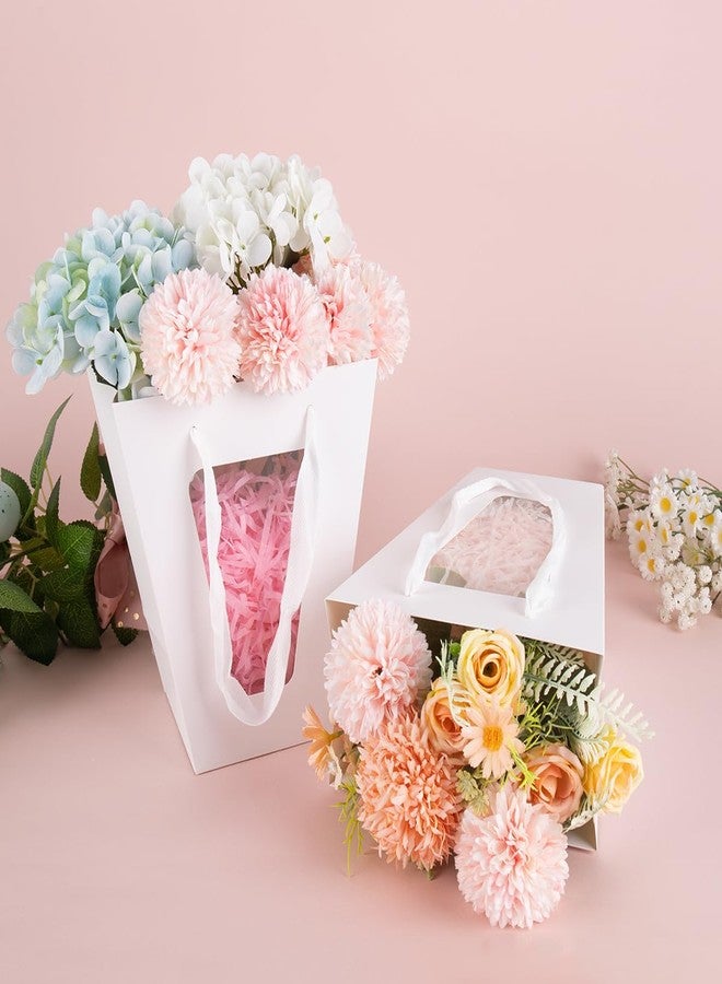 WWT 20Packs White Flower Gift Bag with Clear Window, Bouquet Bags with Handle, Party Favor Bags for Mother's Day Wedding Party Birthday - Image 4