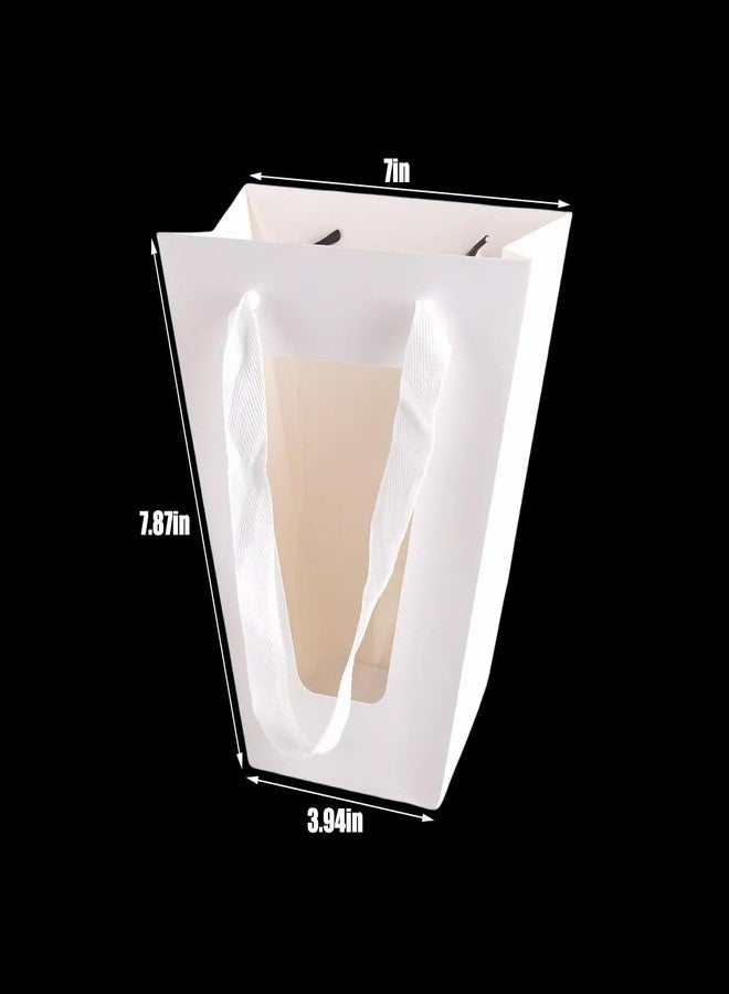 WWT 20Packs White Flower Gift Bag with Clear Window, Bouquet Bags with Handle, Party Favor Bags for Mother's Day Wedding Party Birthday - Image 2