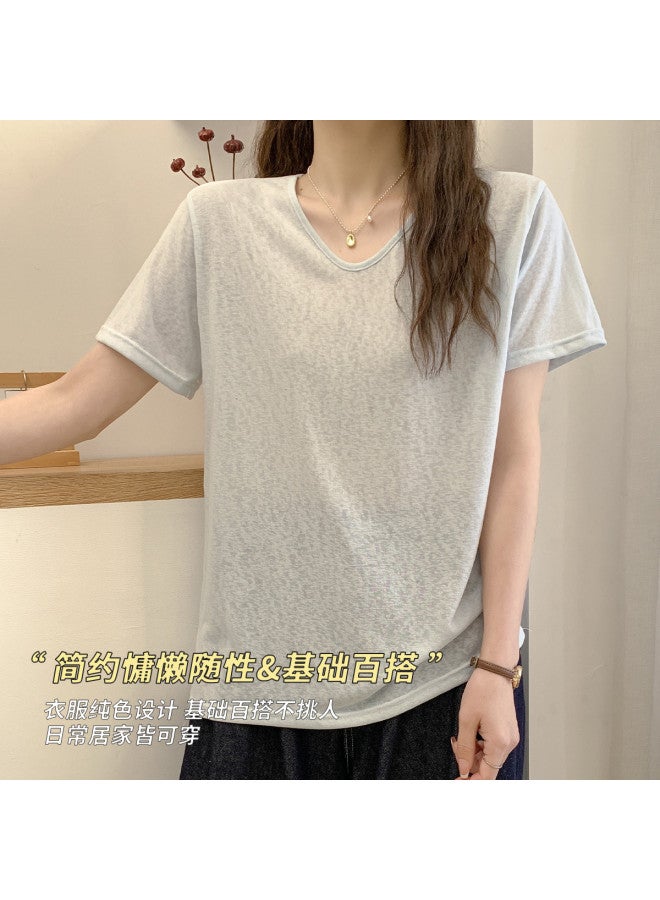 Your Sun Loose Fit V-Neck Short Sleeve Top For Women, Lightweight And Cool Half-Sleeve Ladies T-Shirt - Image 5