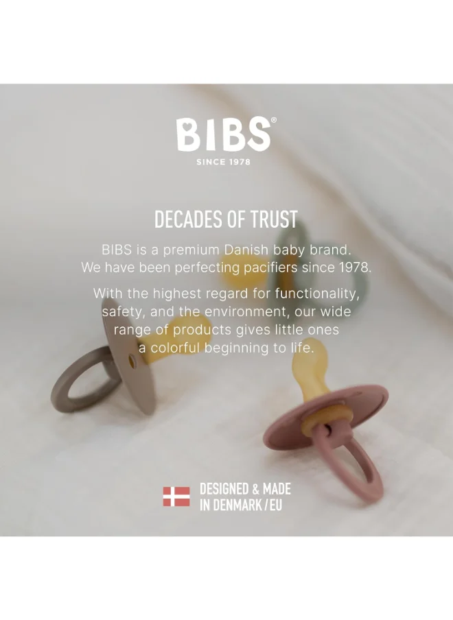 BIBS Set of 2 Pacifiers, Natural Rubber Baby Pacifier, Bpa - Free Soothers, Made In Denmark, Cloud/Blush, Size 0 - 6 Months