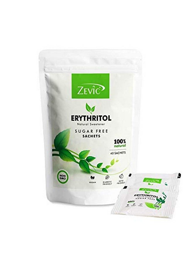 ZEVIC 100% Natural Erythritol Sugar Free Sachets | Zero Calories Sweetener Sachets | Vegan & Keto | Sugar Substitute Sachets Diabetic Friendly - 40 Sachets - Image 1