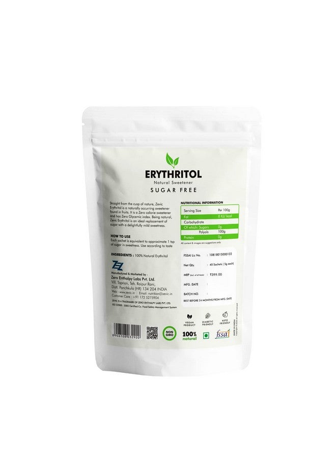 ZEVIC 100% Natural Erythritol Sugar Free Sachets | Zero Calories Sweetener Sachets | Vegan & Keto | Sugar Substitute Sachets Diabetic Friendly - 40 Sachets - Image 2