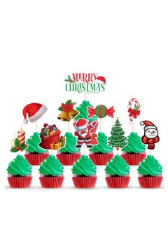 Generic 10 Pieces Large Size Xmas Cake paper Toppers Xmas Cupcake Topper Picks for Christmas Party Cake Decoration Holiday Supplies (10 Styles)  - Image 1
