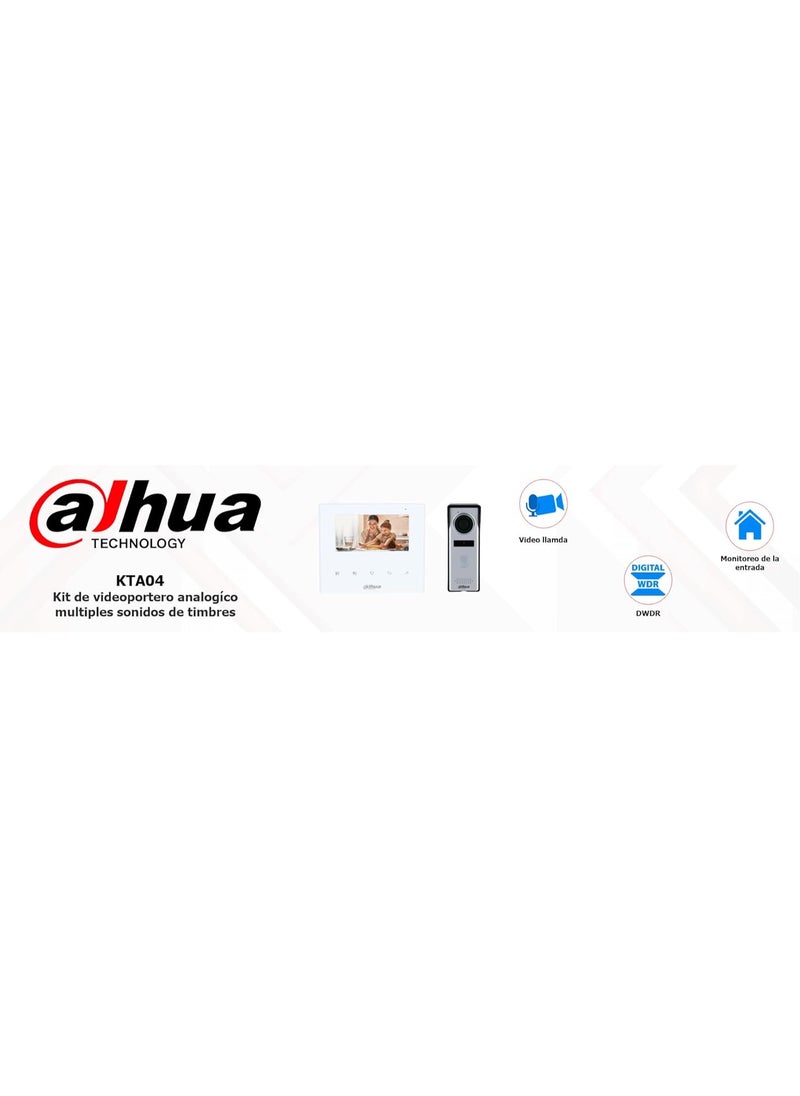 داهوا - طقم هاتف باب فيديو تناظري من Dahua/شاشة 4.3 بوصة/أصوات جرس باب متعددة/أزرار تعمل باللمس/واجهة الشارع بدقة 1.3 ميجا بكسل/فتح الباب/IP66/مؤشر LED - Image 1