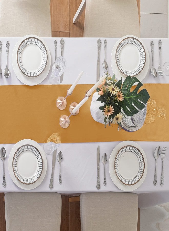 flohar 6Pack Table Runner 12 x 108 Inches Satin Silk Table Runner for Wedding, Birthday Party, Banquets, Graduations Decoration, fit Rectange and Round Table-Gold - Image 4