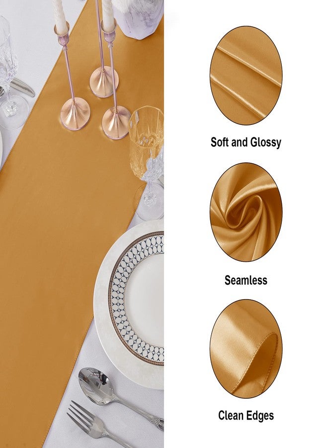 flohar 6Pack Table Runner 12 x 108 Inches Satin Silk Table Runner for Wedding, Birthday Party, Banquets, Graduations Decoration, fit Rectange and Round Table-Gold - Image 3