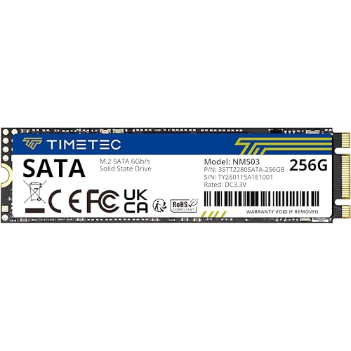 Timetec 256GB SSD 3D NAND SATA III 6Gbs M2 2280 NGFF 128TBW Read Speed Up to 550MBs SLC Cache Performance Boost Internal Solid State Drive for PC Computer Laptop and Desktop 256GB - Image 1