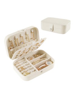 Chocisong Double Layer Travel Jewelry Organizer Box Pearlescent White 