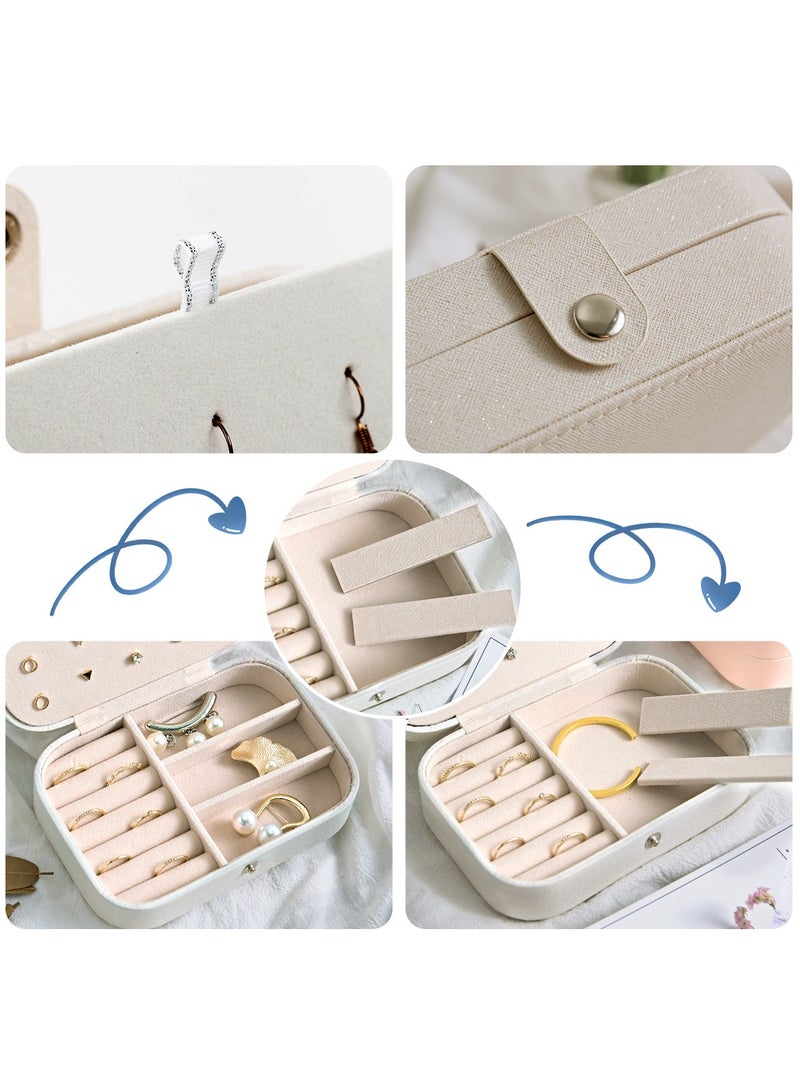 Chocisong Double Layer Travel Jewelry Organizer Box Pearlescent White  - Image 2