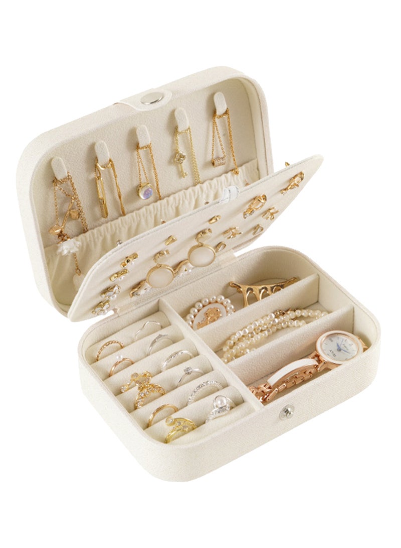 Chocisong Double Layer Travel Jewelry Organizer Box Pearlescent White  - Image 1