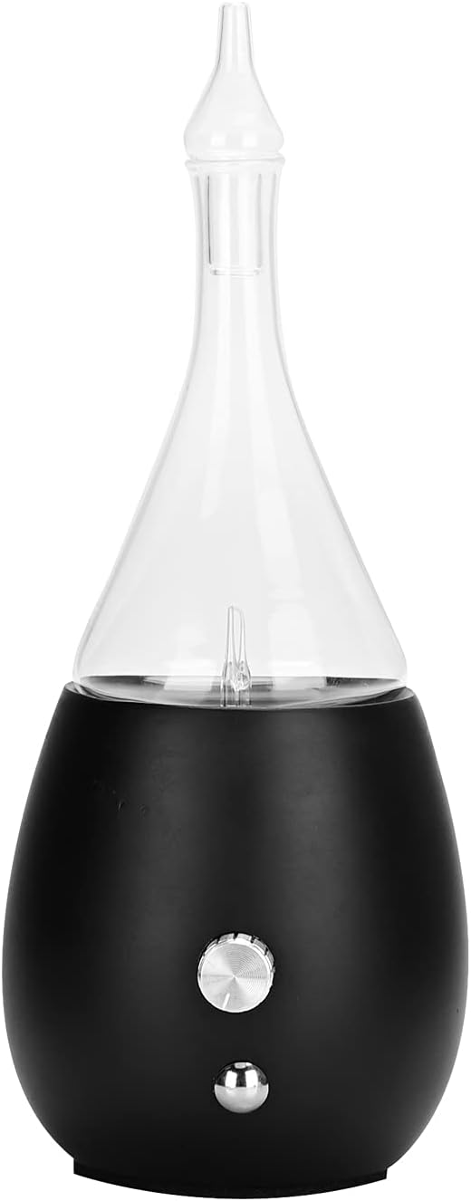 Vintage Pure Plant Glass Essential Oil Aromatherapy Diffuser 7 Colors Adjustable Mist Humidifier (Black)