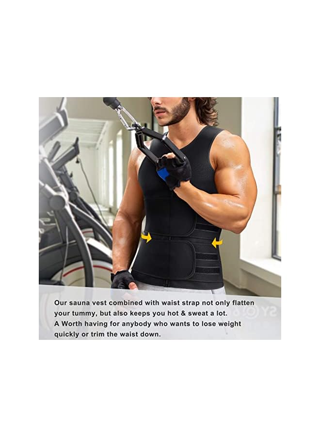 PROMASS Men Waist Trainer Vest, Sauna Vest For Men, Waist Trainer Zipper Neoprene Sauna Sweat Suit Tank, Top Workout Waist Trimmer Vest （ M ） - Image 4
