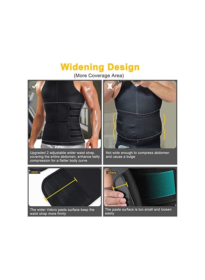 PROMASS Men Waist Trainer Vest, Sauna Vest For Men, Waist Trainer Zipper Neoprene Sauna Sweat Suit Tank, Top Workout Waist Trimmer Vest （ M ） - Image 3