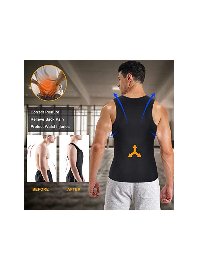 PROMASS Men Waist Trainer Vest, Sauna Vest For Men, Waist Trainer Zipper Neoprene Sauna Sweat Suit Tank, Top Workout Waist Trimmer Vest （ M ） - Image 5