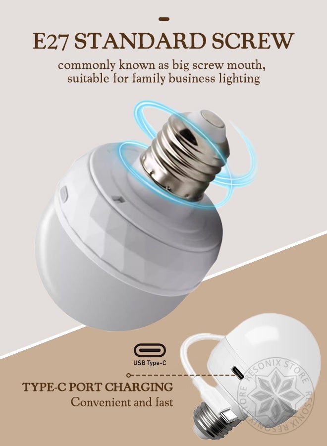 RESONIX E27 Dimmable LED Light Bulbs 2-Pack Rechargeable Battery Operated with Remote Control 3 Color Temperatures Timer Function Detachable Magnetic Design for Home Use Outdoor Everyday Lighting - Image 4