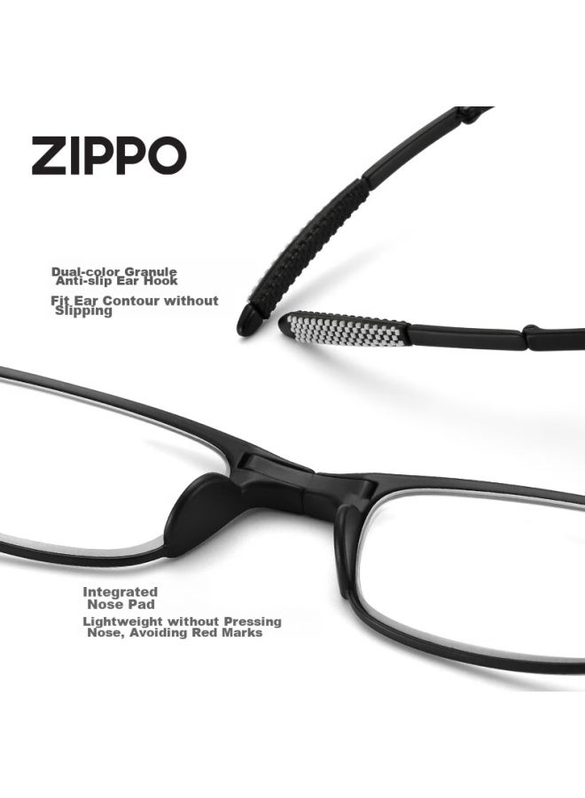 Zippo Zippo American Ultra-light Foldable Portable Reading Glasses, Imported Materials, High-definition Anti-blue Light 8155, Unisex Waist Pack, 100 Degrees - Image 5