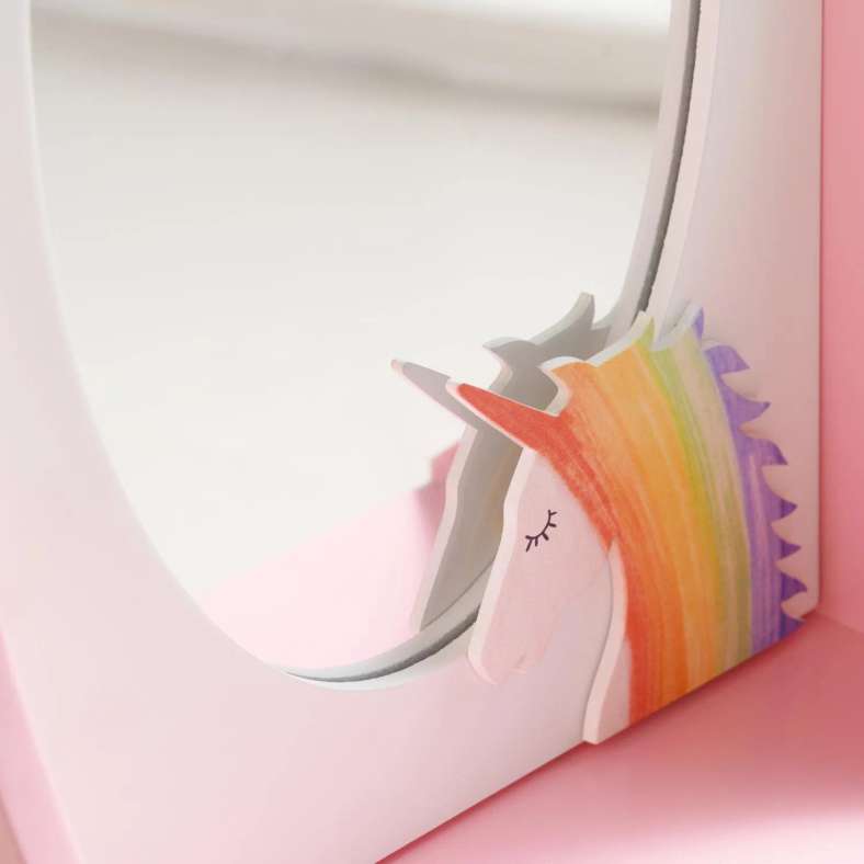 Pan Home Unicorn Kids Jewelry Storage Box With Mirror - Pink - Image 3