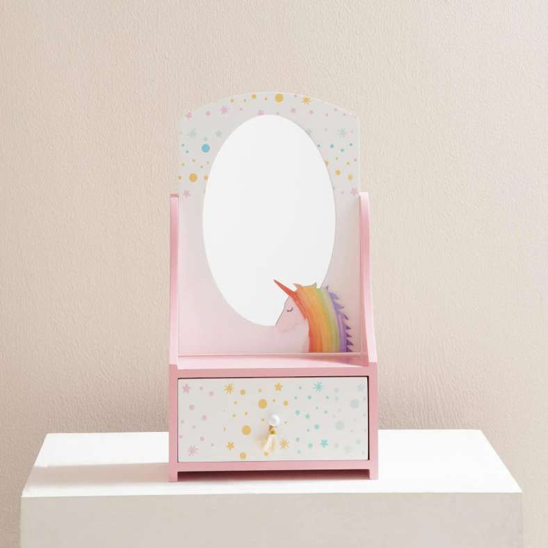 Pan Home Unicorn Kids Jewelry Storage Box With Mirror - Pink - Image 4