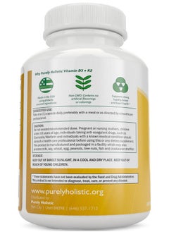 Purely Holistic Purely Holistic Vitamin D3 125mcg and Vitamin K2 90mcg MK7-4 Month Supply 150 Vegetarian Capsules - Vitamin D3 & K2 - High Strength Cholecalciferol - K2 Menaqunione - Made in The USA  - Image 2