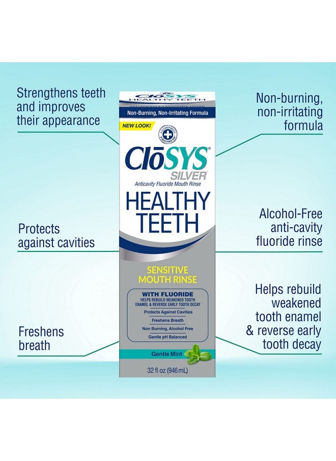 CloSYS Closys Healthy Teeth Anti-Cavity Oral Rinse Mouthwash with Fluoride, Non-Burning, Non-Irritating - 32 Fl Oz (Twin Pack)  - Image 1