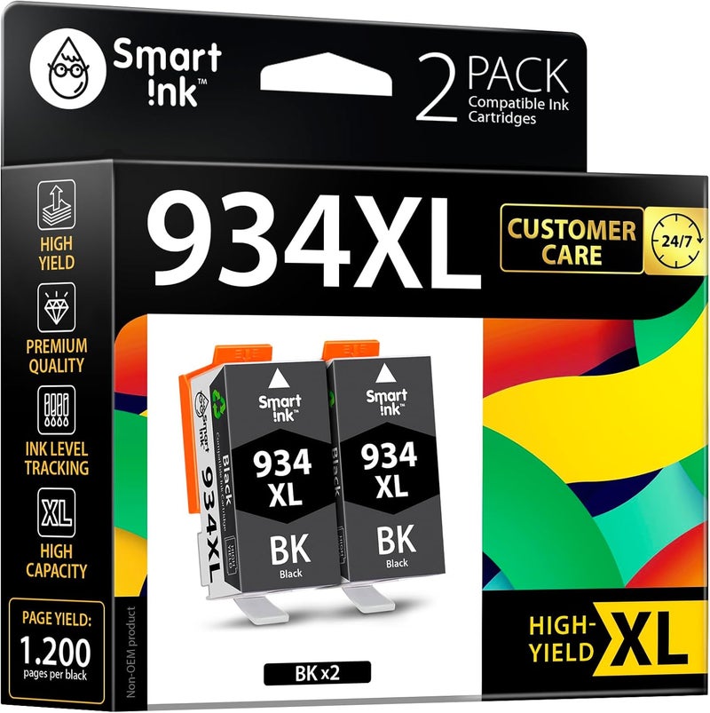 Smart Ink Compatible Ink Cartridges Replacement for HP 934 XL 935XL 934XL 935 XL (2 Black Combo Pack) to use with HP Printer Officejet Pro 6230 6830 6835 Officejet 6800 6812 6815 6820 - Image 1