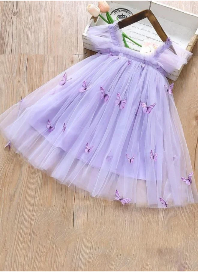 YUNIQEE Lavender Fit & Flare Square Neck Embellished Dress