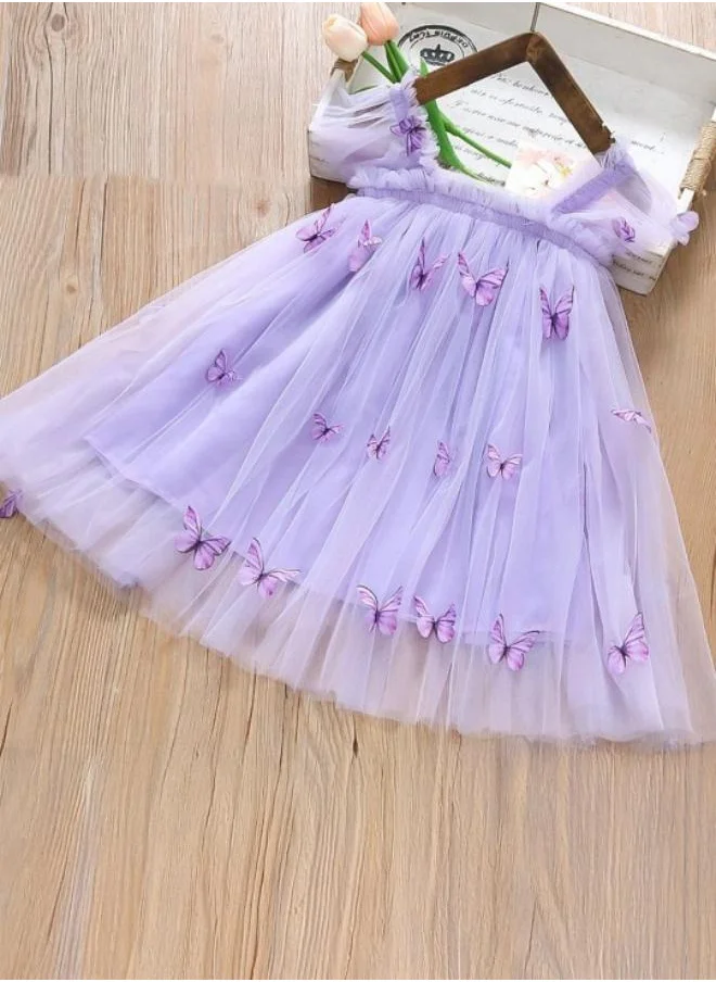 YUNIQEE Lavender Fit & Flare Square Neck Embellished Dress
